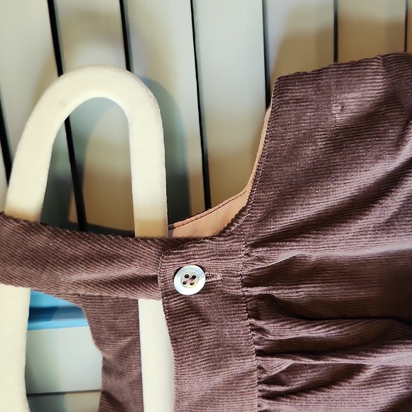 Jacadi Paris Dark Brown Jumpsuit with Pink Floral Embroidery - Picture 5 of 11